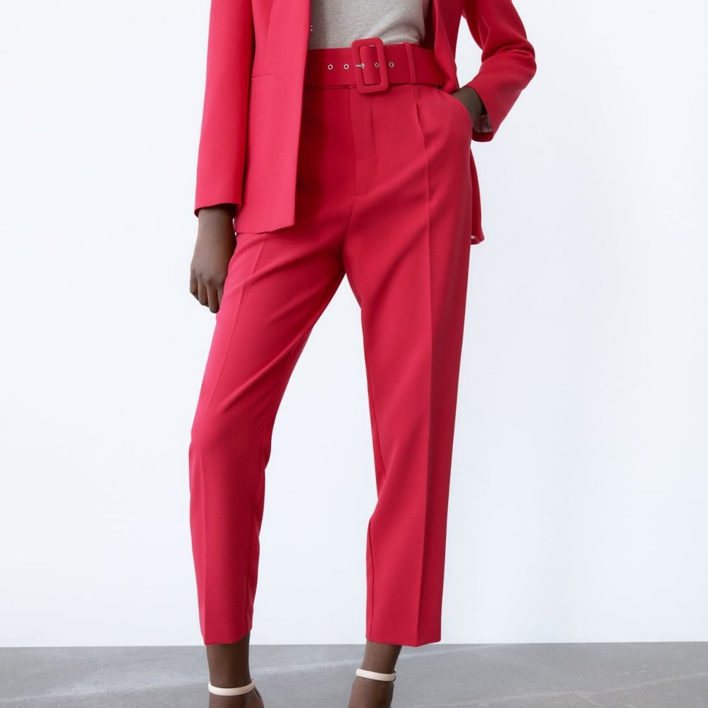 ZARA PANTS WITH FABRIC-COVERED BELT